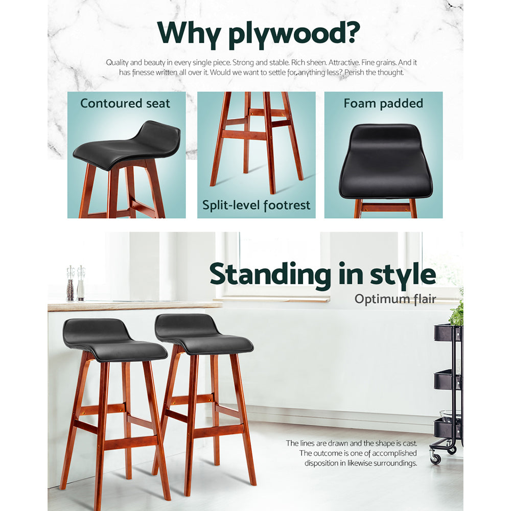 Main Ridge Wooden Bar Stool, Black 2pcs
