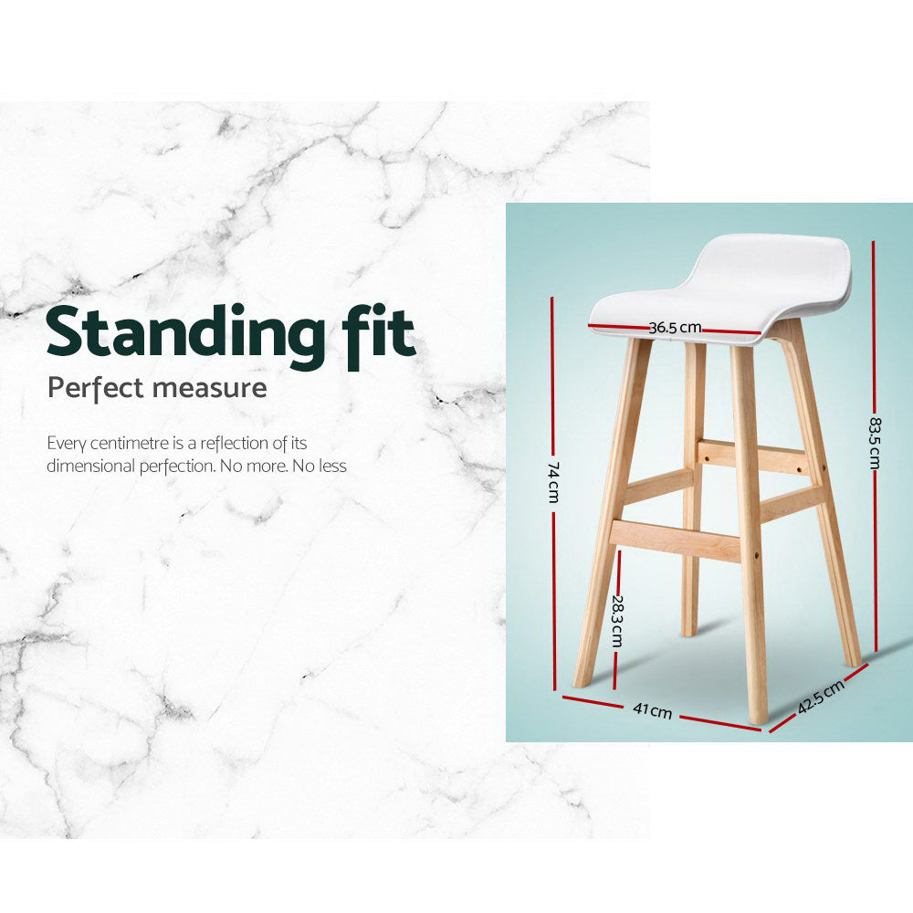 Side profile of Artiss Sliva white bar stool showing wooden frame — Allure Home Collections