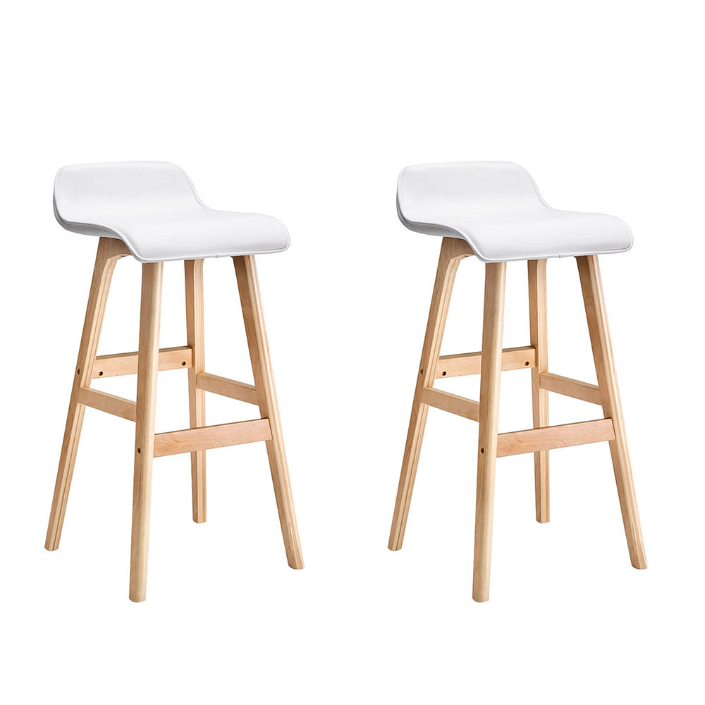 Artiss Sliva white wooden bar stools set of 2 with PU leather seat — Allure Home Collections