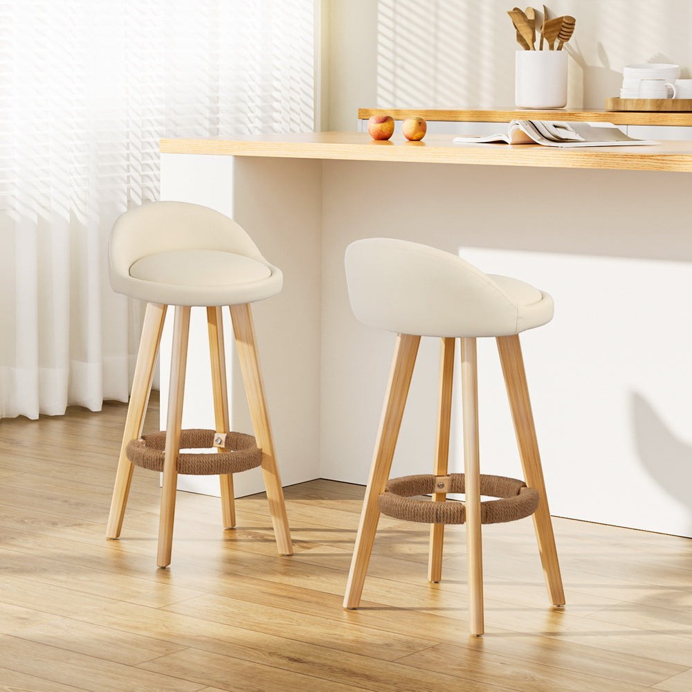 Skye beige bentwood bar stool with padded leather seat in a modern kitchen