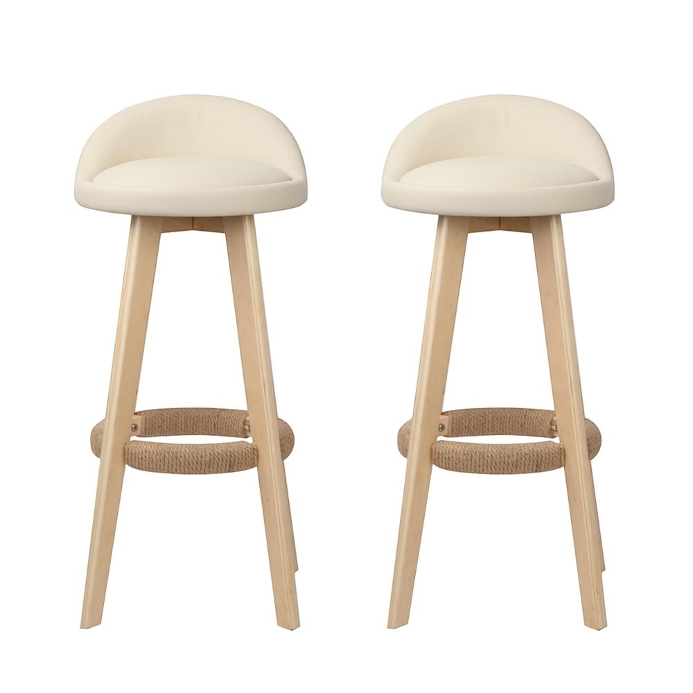 Skye beige bentwood bar stool with padded leather seat in a modern kitchen