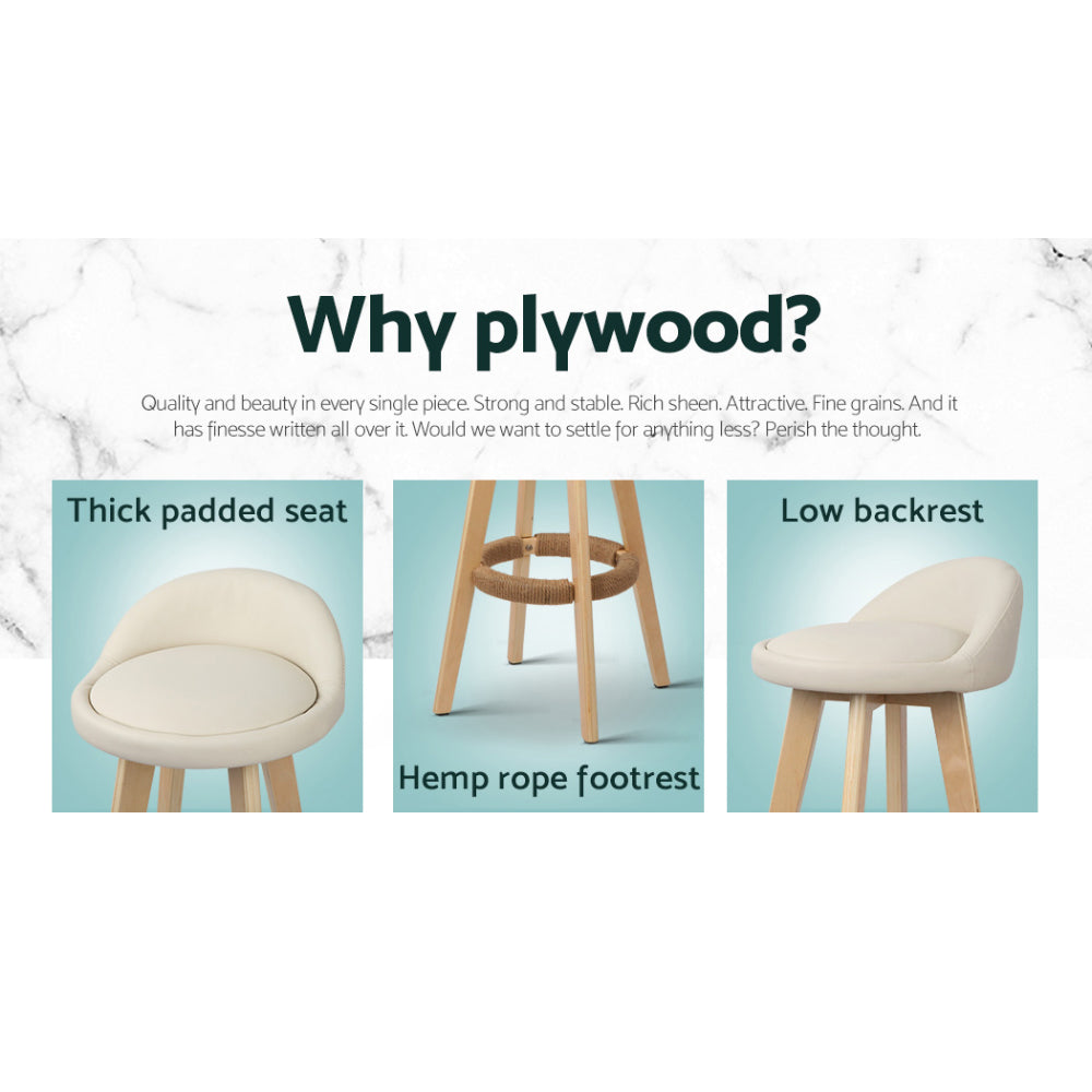Side profile of Artiss Dalvey bar stool showing wooden frame and padded seat — Allure Home Collections