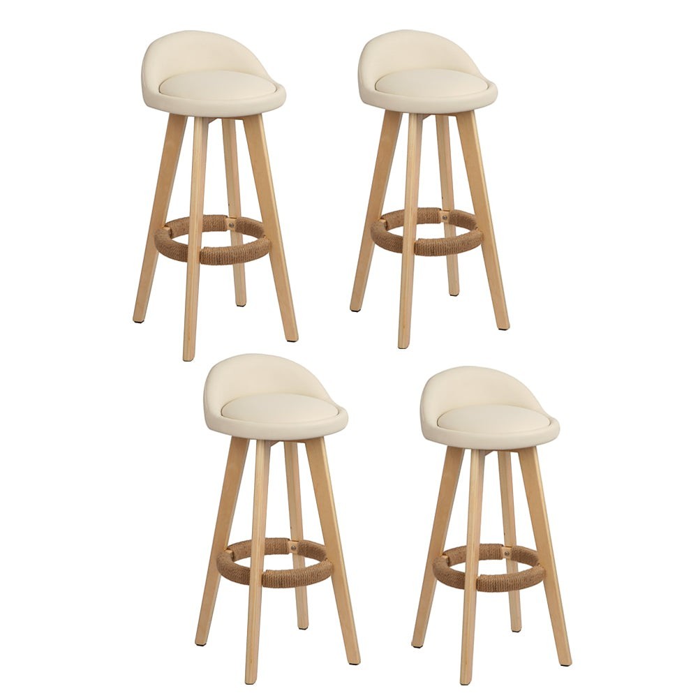 Skye beige bentwood bar stool with padded leather seat in a modern kitchen
