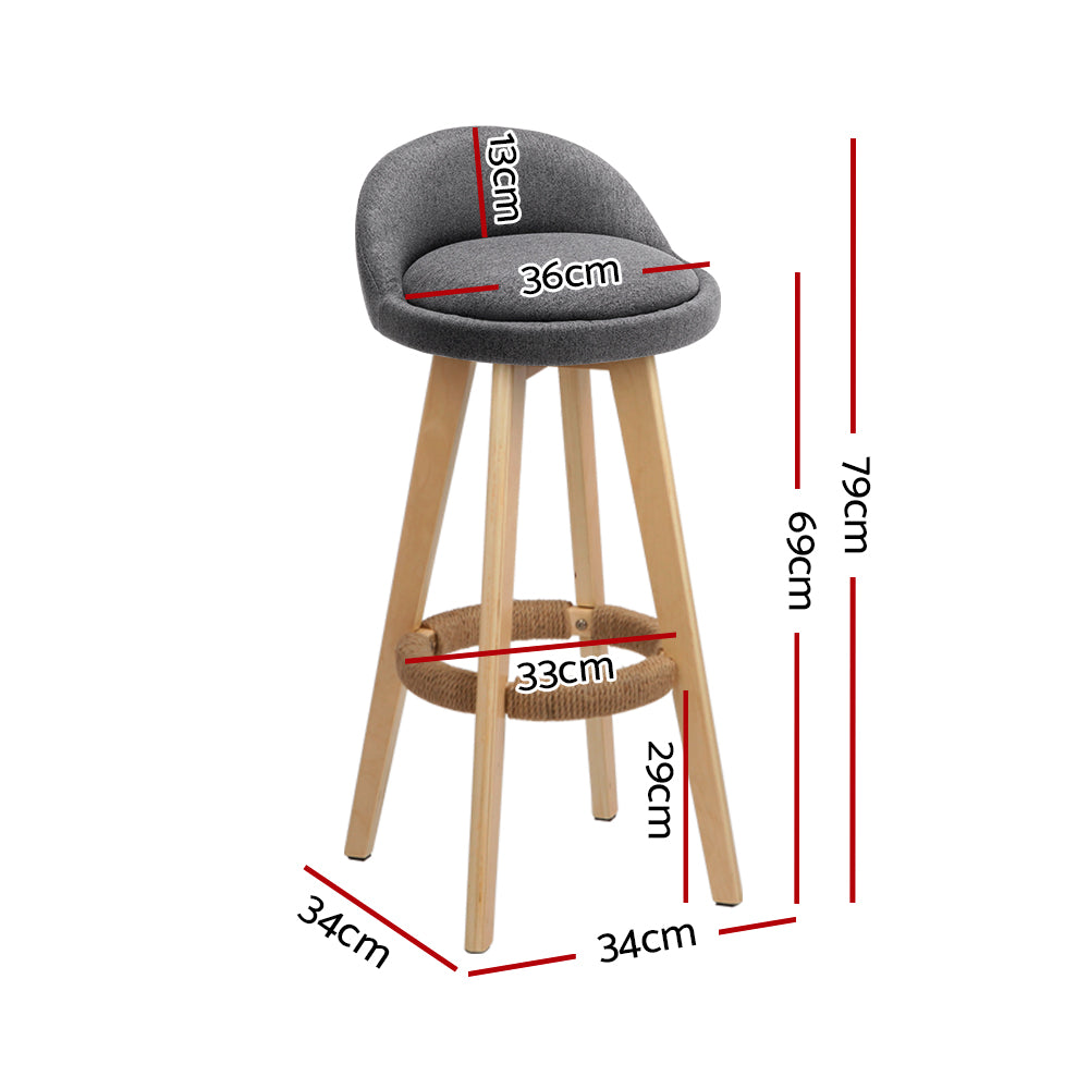 Skye grey bentwood bar stool with padded linen seat in a modern kitchen
