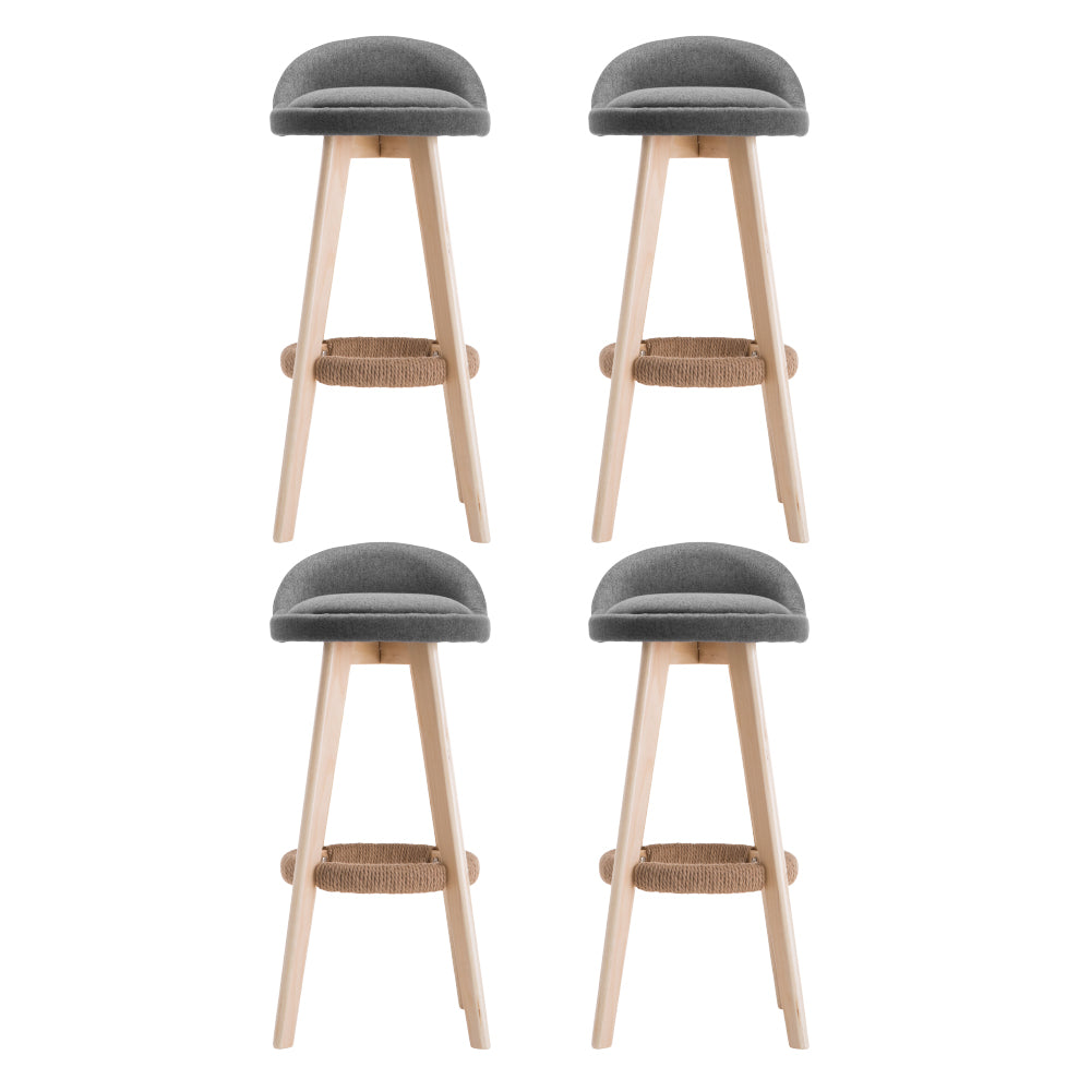 Set of 4 Artiss Dalvey grey linen wooden bar stools at kitchen island — Allure Home Collections