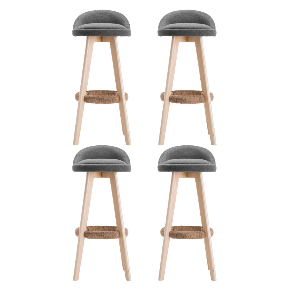 Skye grey bentwood bar stool with padded linen seat in a modern kitchen