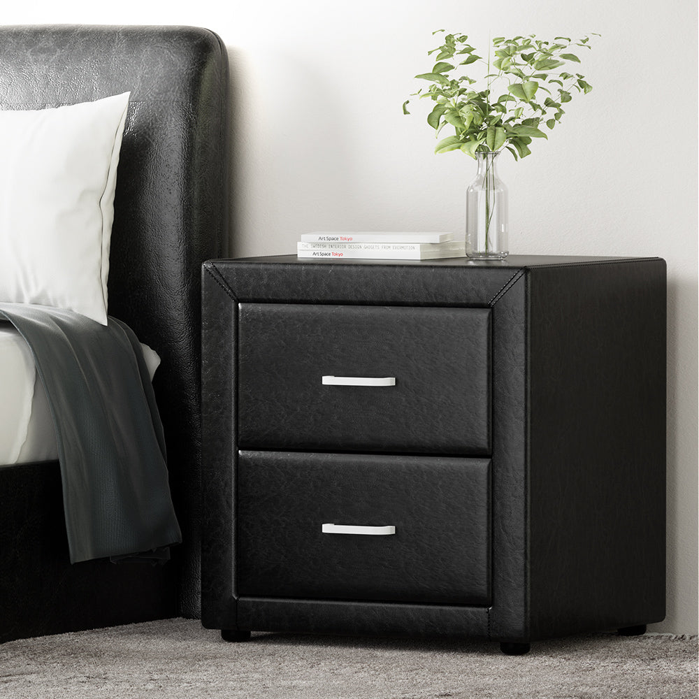 Wyrallah Upholstered Bedside Table, Black