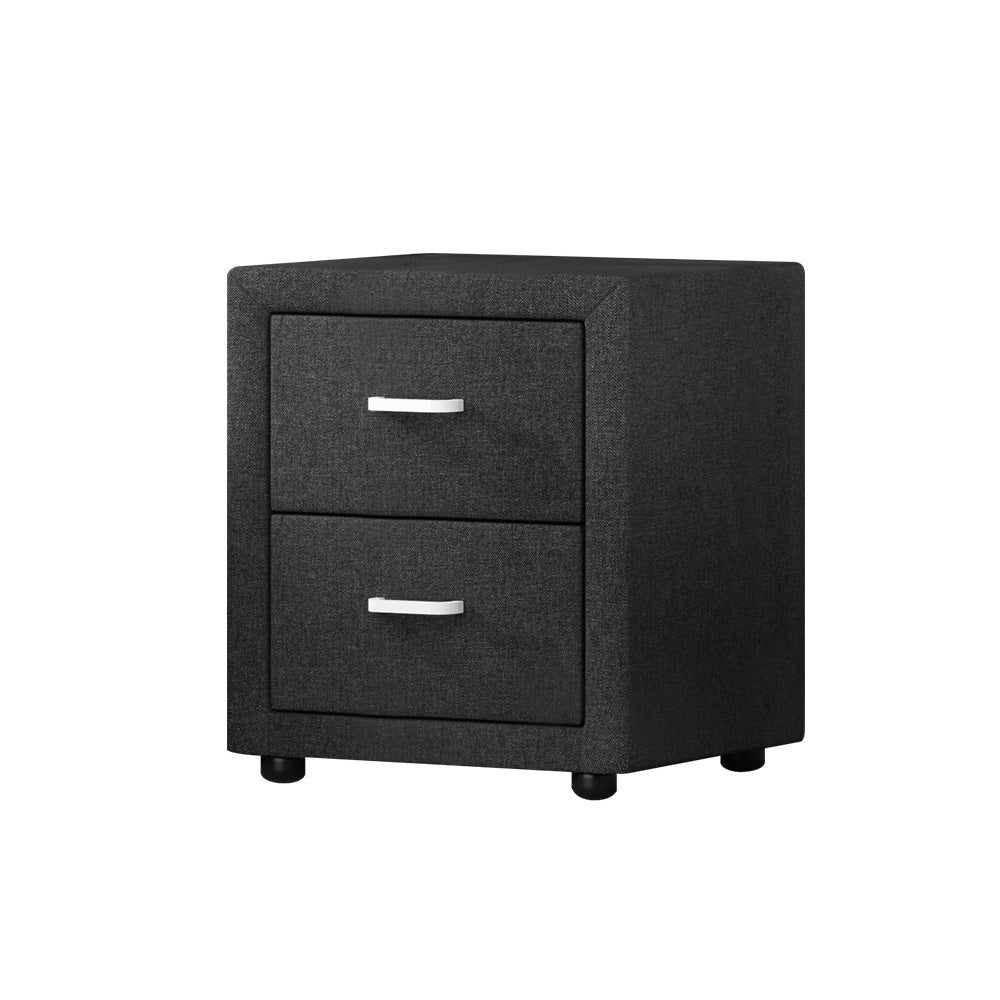 Wyrallah Upholstered Bedside Table, Charcoal
