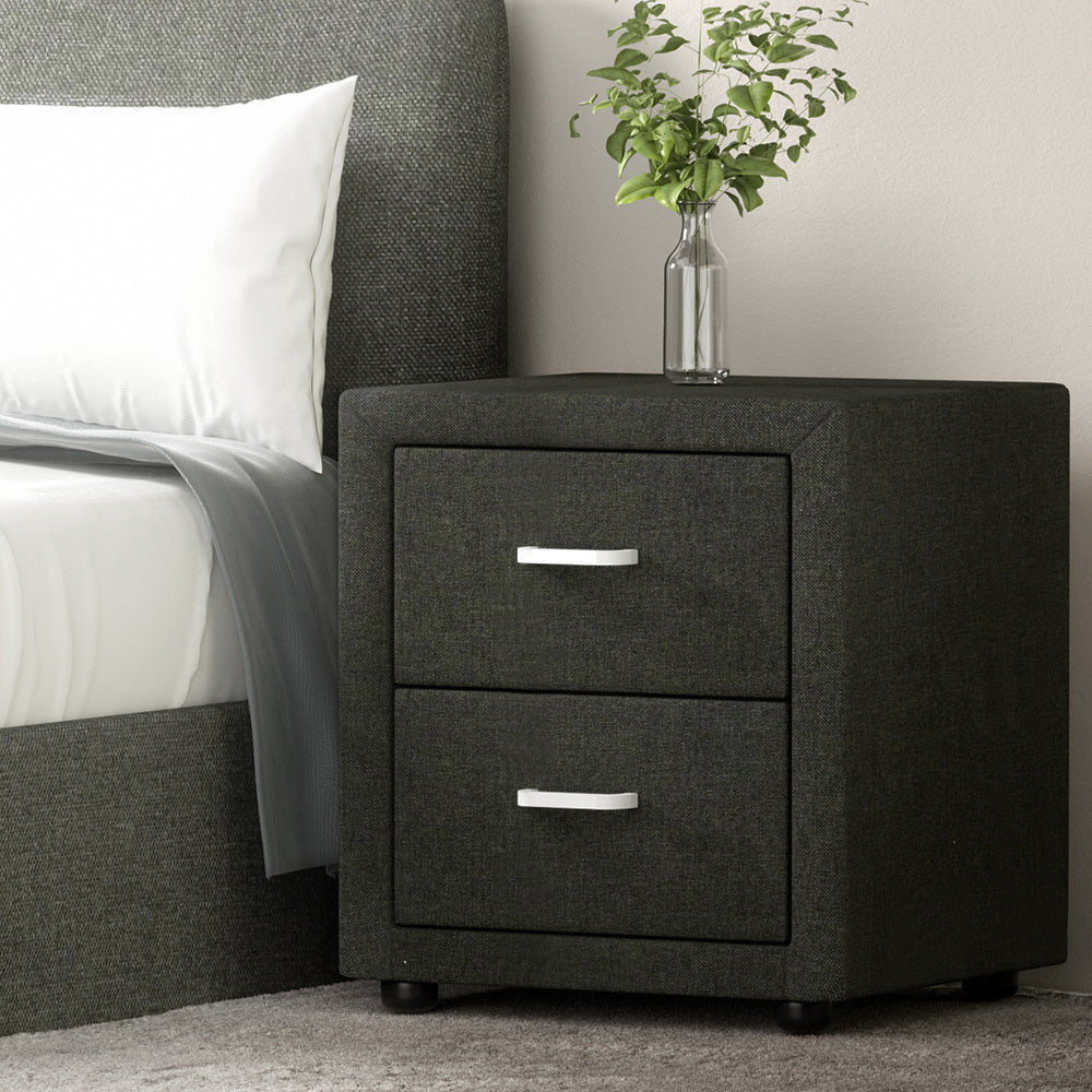 Wyrallah Upholstered Bedside Table, Charcoal