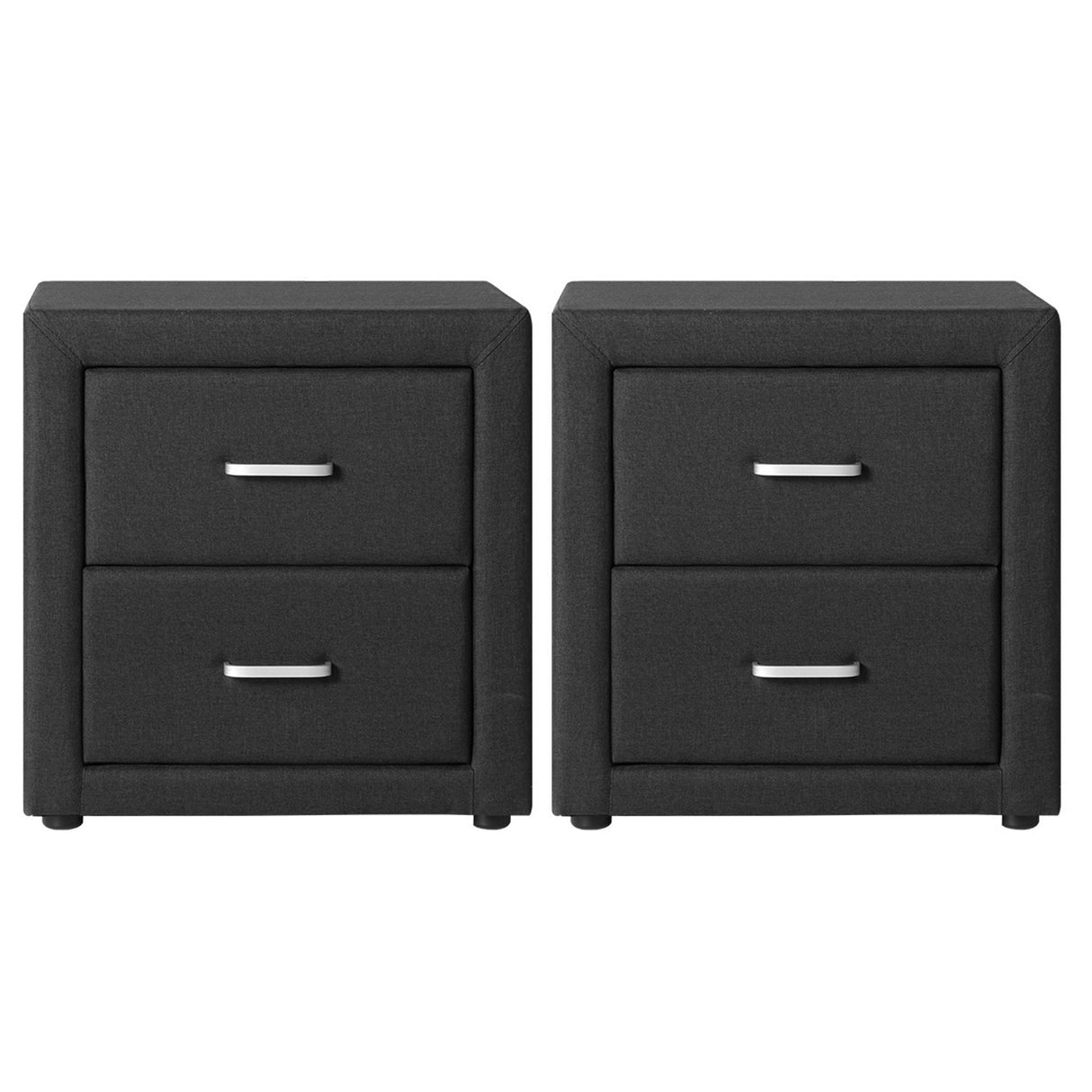 Wyrallah Upholstered Bedside Table, Charcoal 2pcs