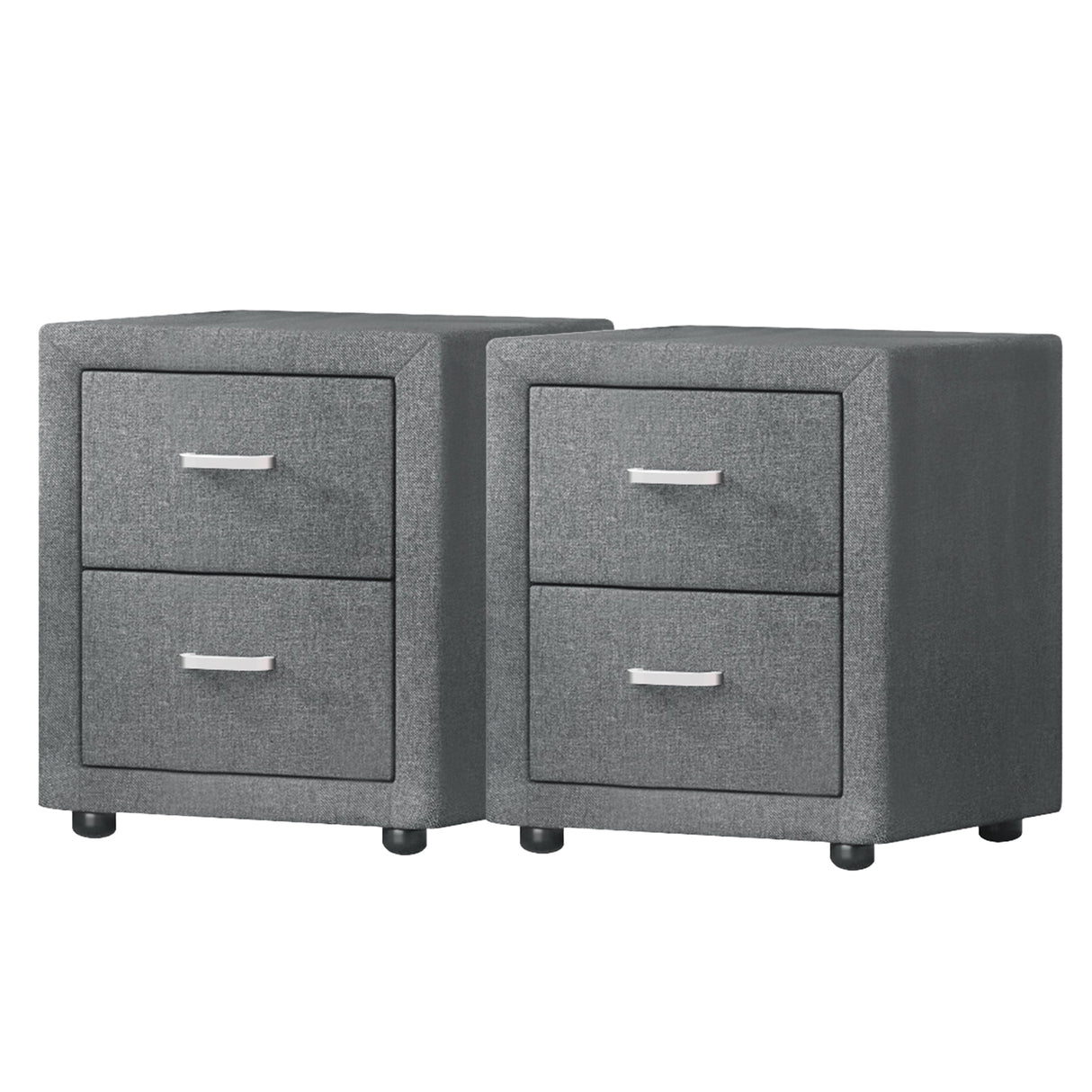 Wyrallah Upholstered Bedside Table, Grey 2pcs
