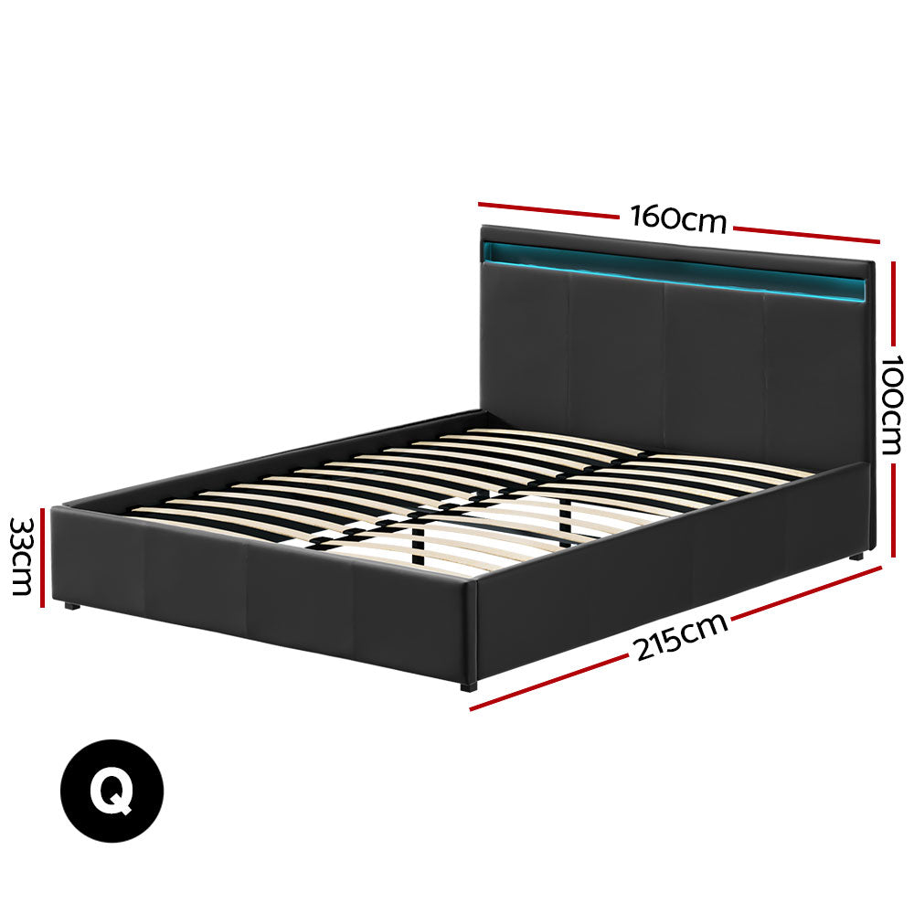Florence Queen Gas Lift Bed Frame, Black