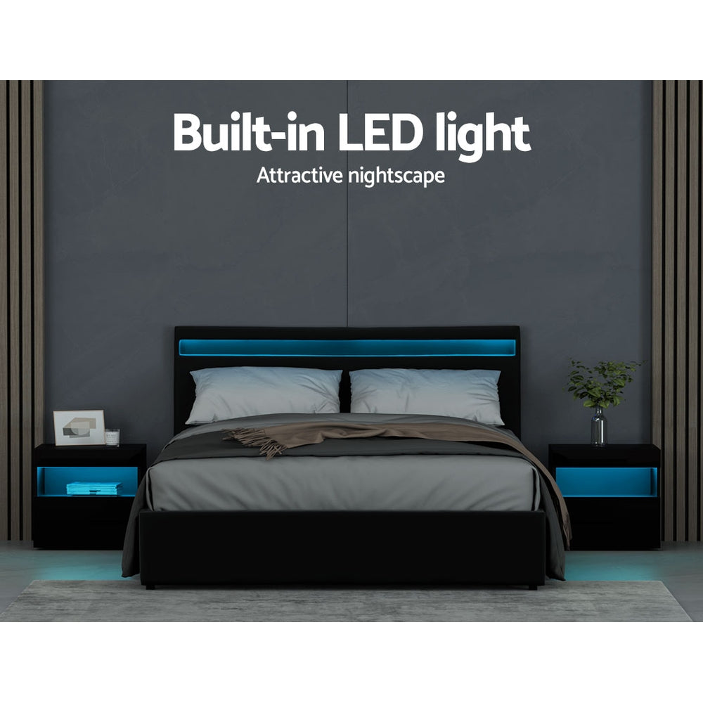 Florence Queen Gas Lift Bed Frame, Black