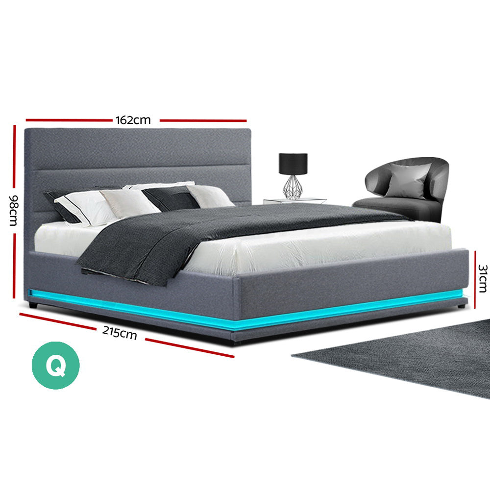 Faenza Queen Gas Lift Bed Frame, Grey