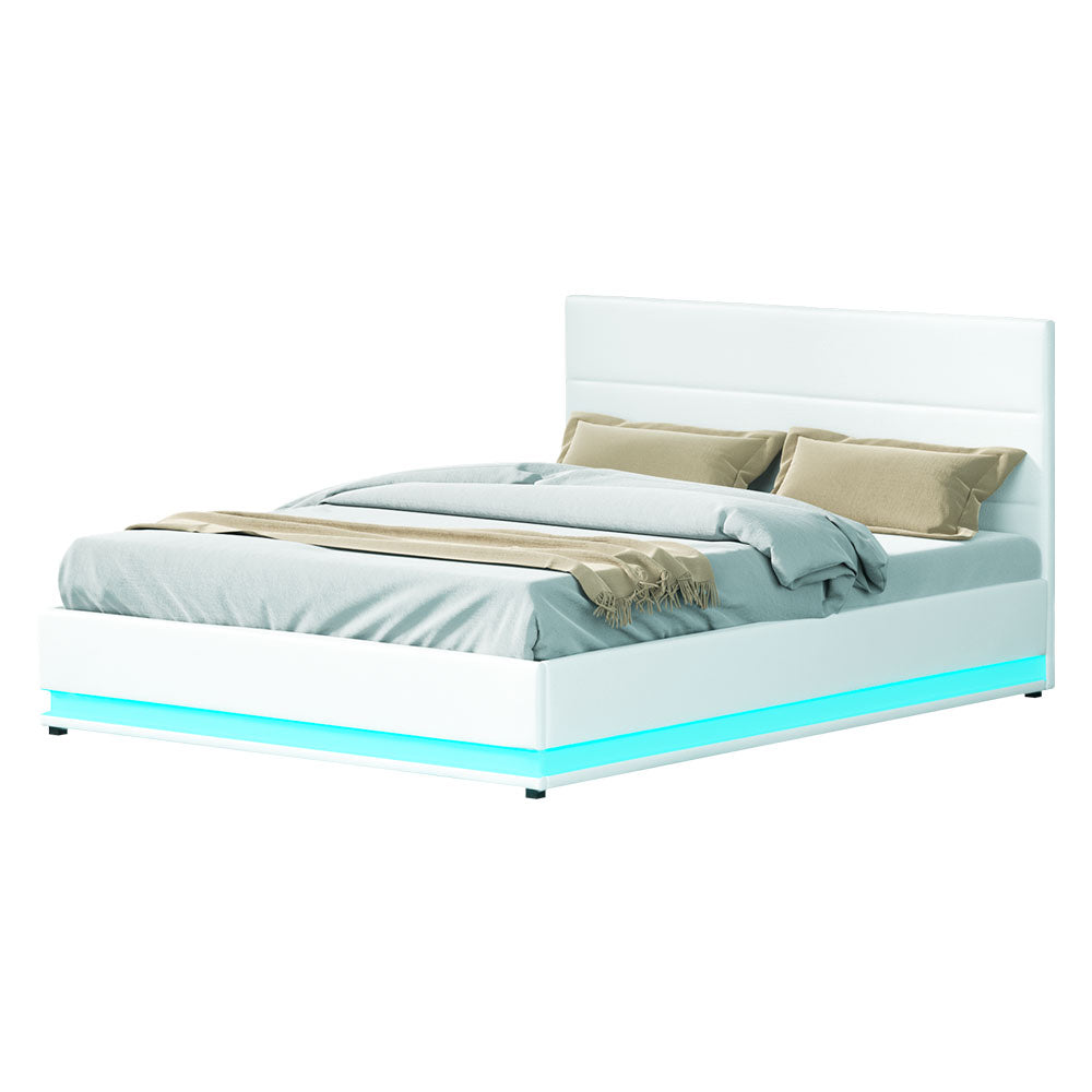 Montalcino Queen Gas Lift Bed Frame, White