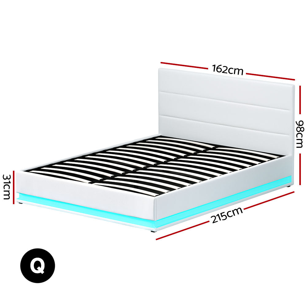 Montalcino Queen Gas Lift Bed Frame, White