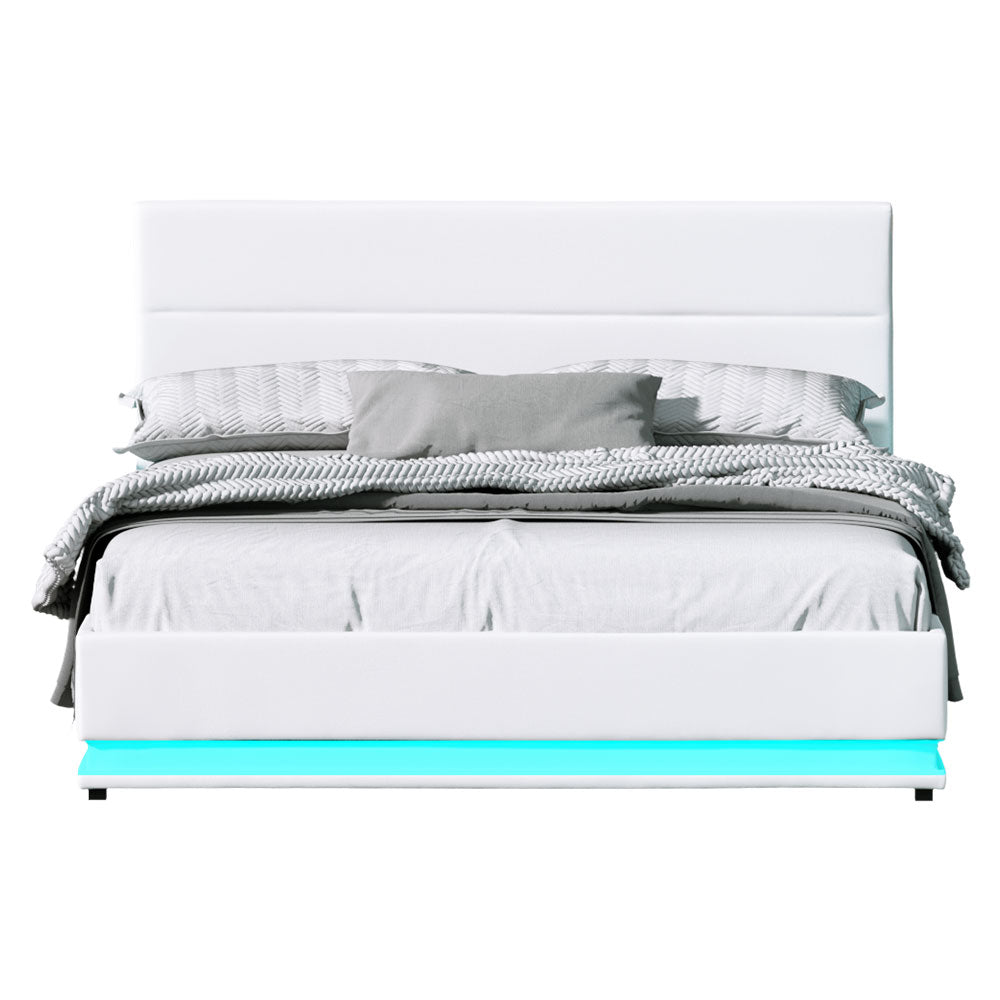 Montalcino Queen Gas Lift Bed Frame, White