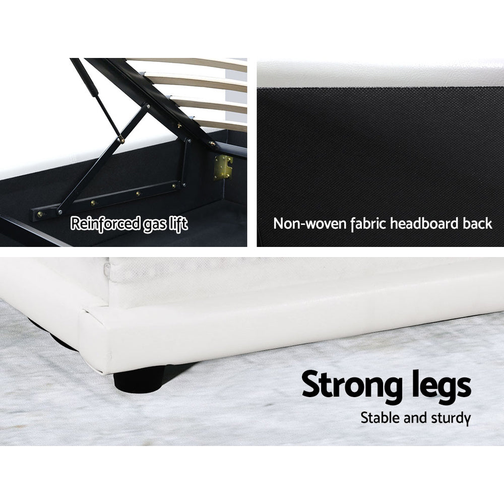 Montalcino Queen Gas Lift Bed Frame, White