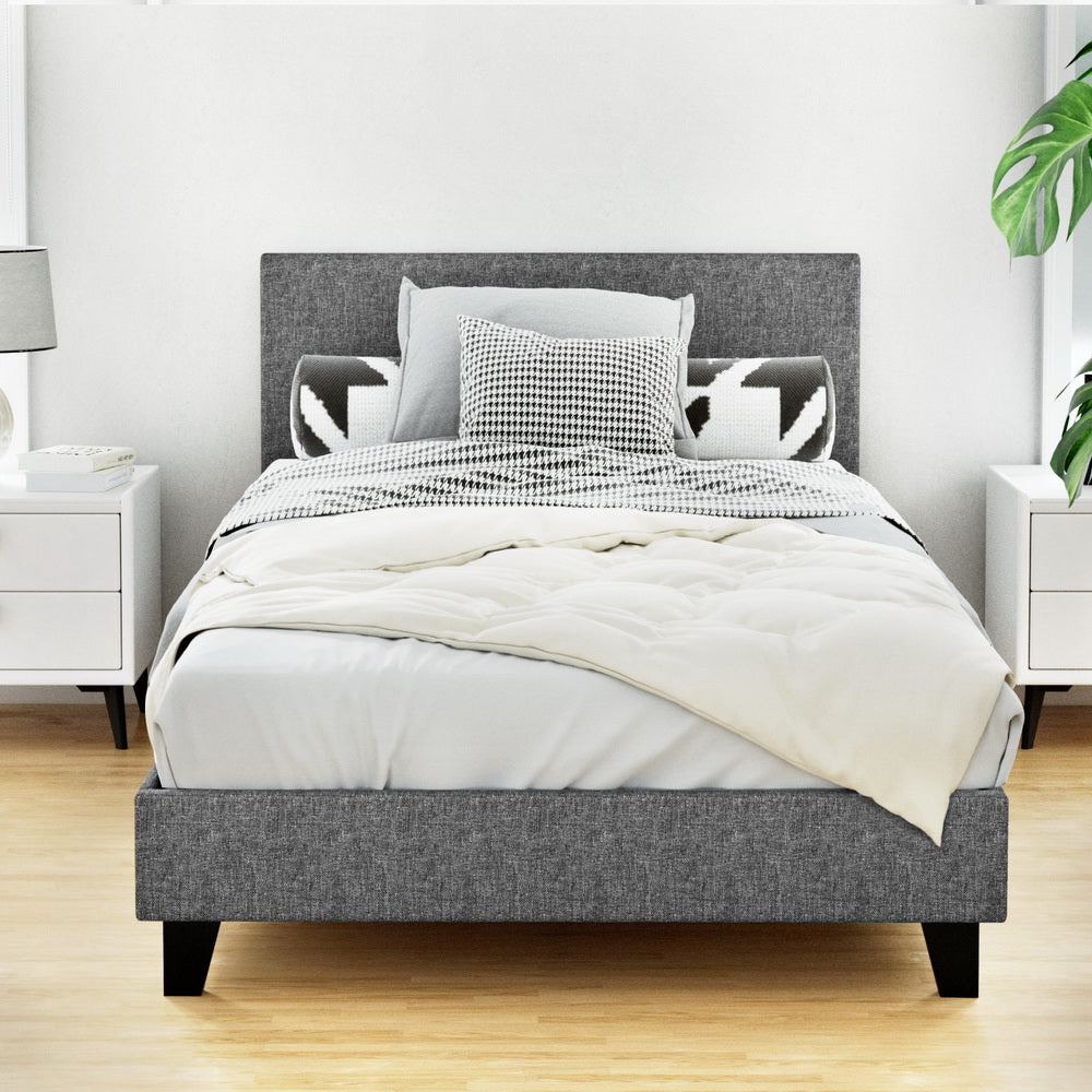 Como grey King Single bed frame in a modern bedroom