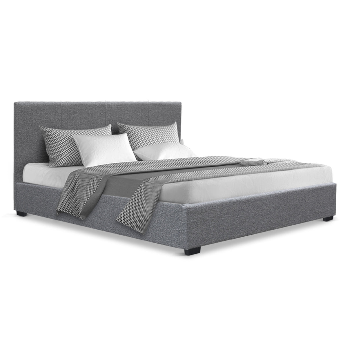 Artiss NINO grey double gas lift bed frame showing 300kg capacity — Allure Home Collections