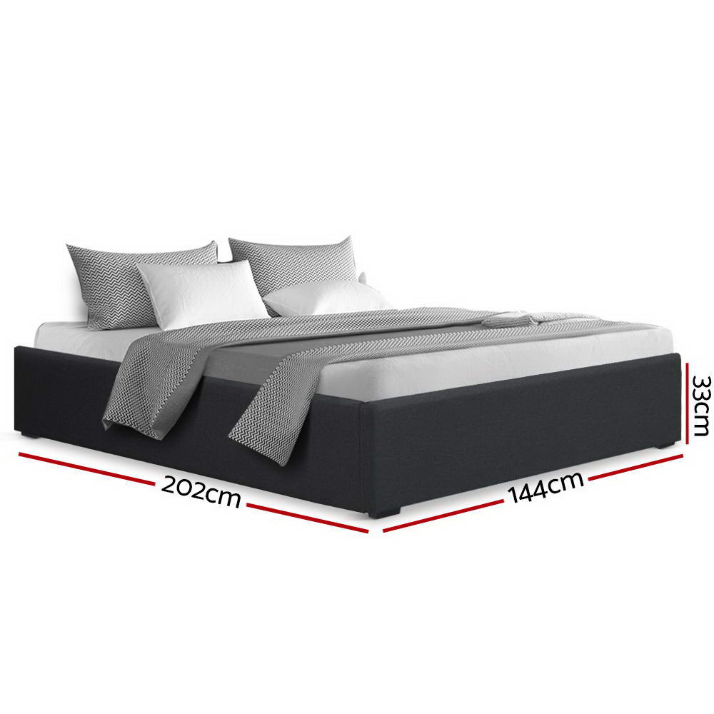 Artiss TOKI double charcoal linen headboard close-up — Allure Home Collections