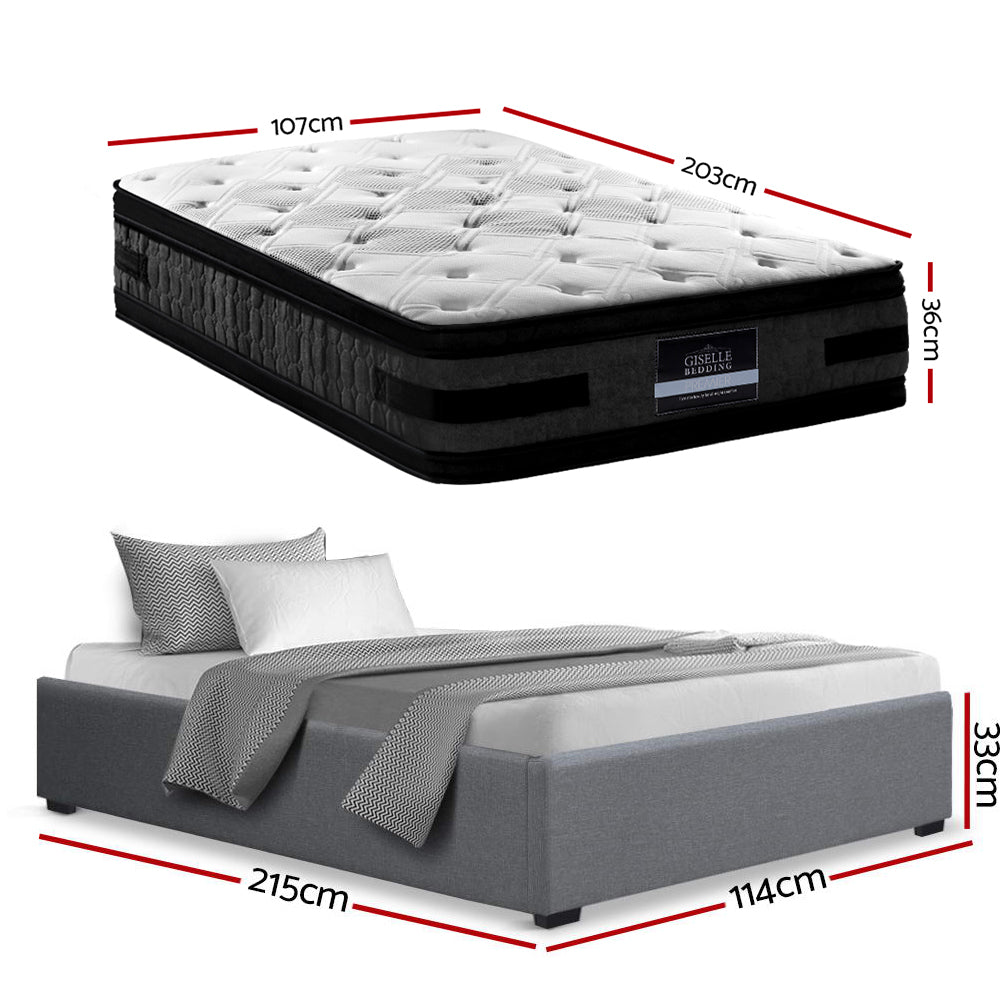 Arezzo King Single Bed Frame with Mattress, Grey