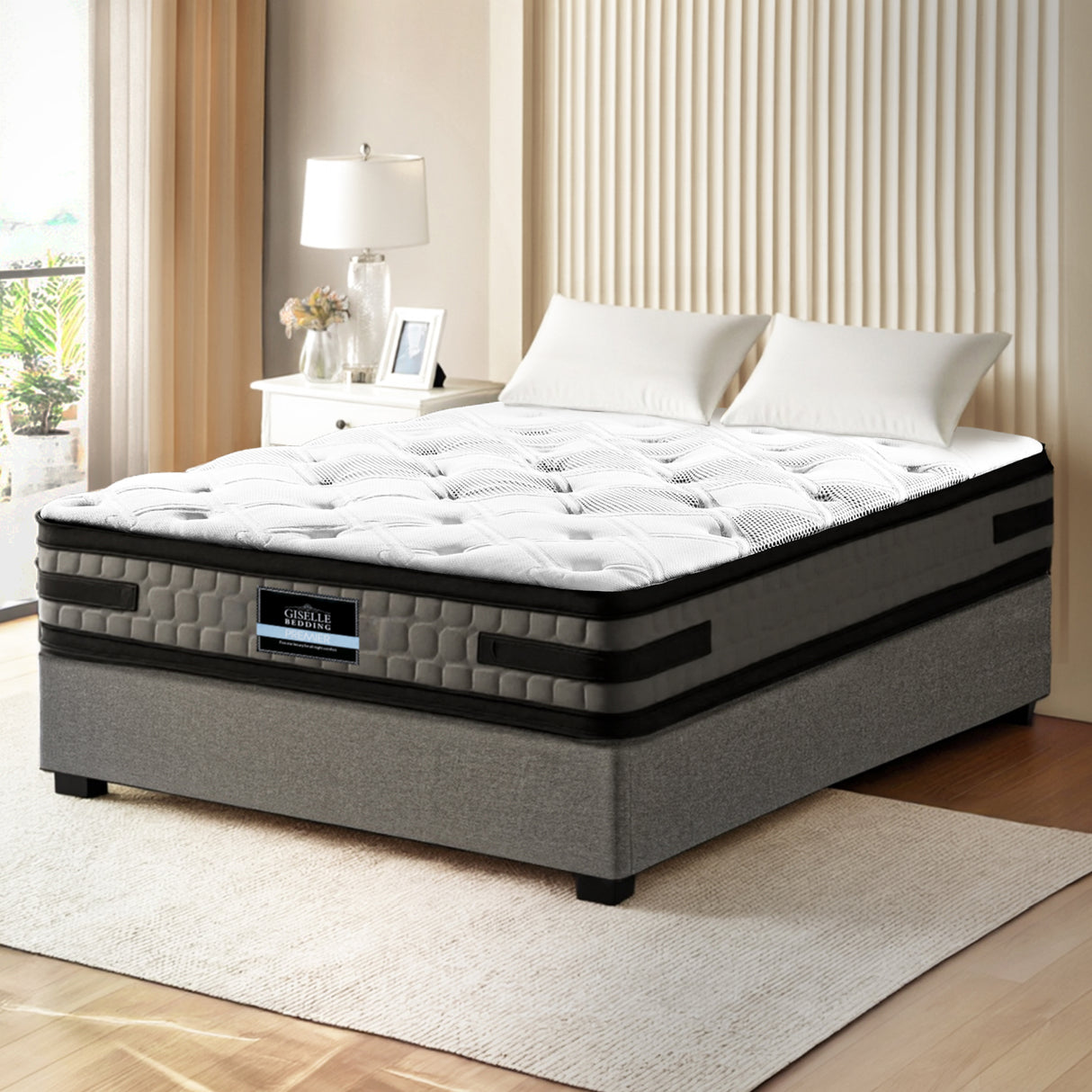 Arezzo King Single Bed Frame with Mattress, Grey