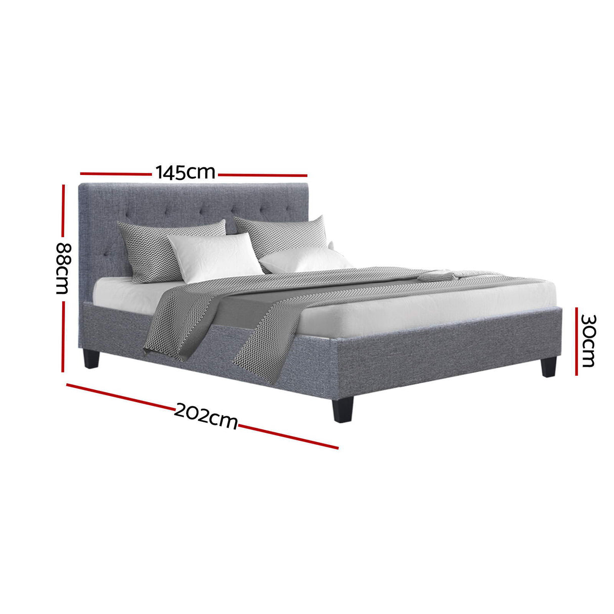 Brescia Double Bed Frame, Grey