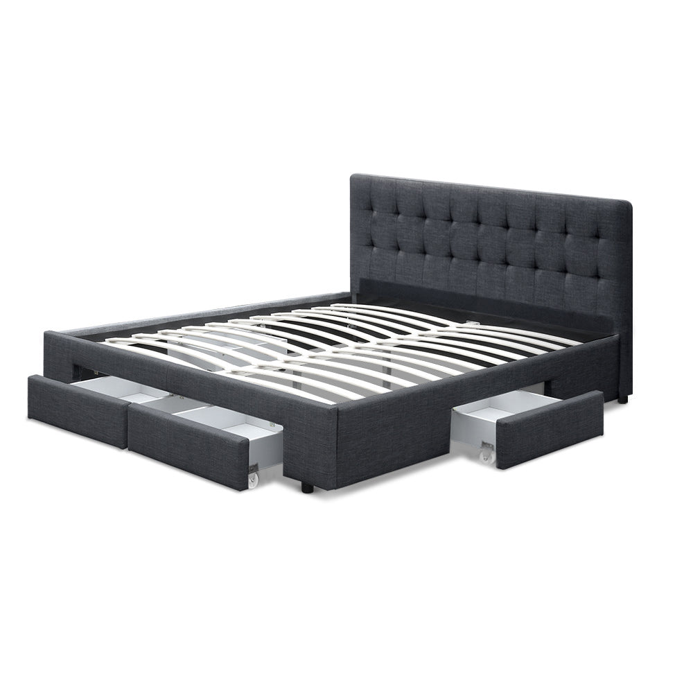 Artiss AVIO double storage bed frame showing 4 drawers open — Allure Home Collections