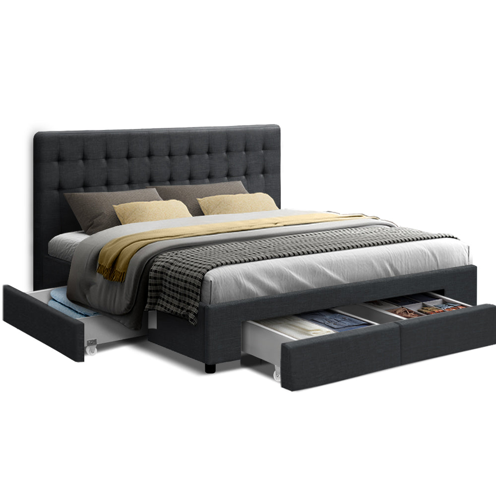 Grosseto Charcoal King bed frame in a modern bedroom