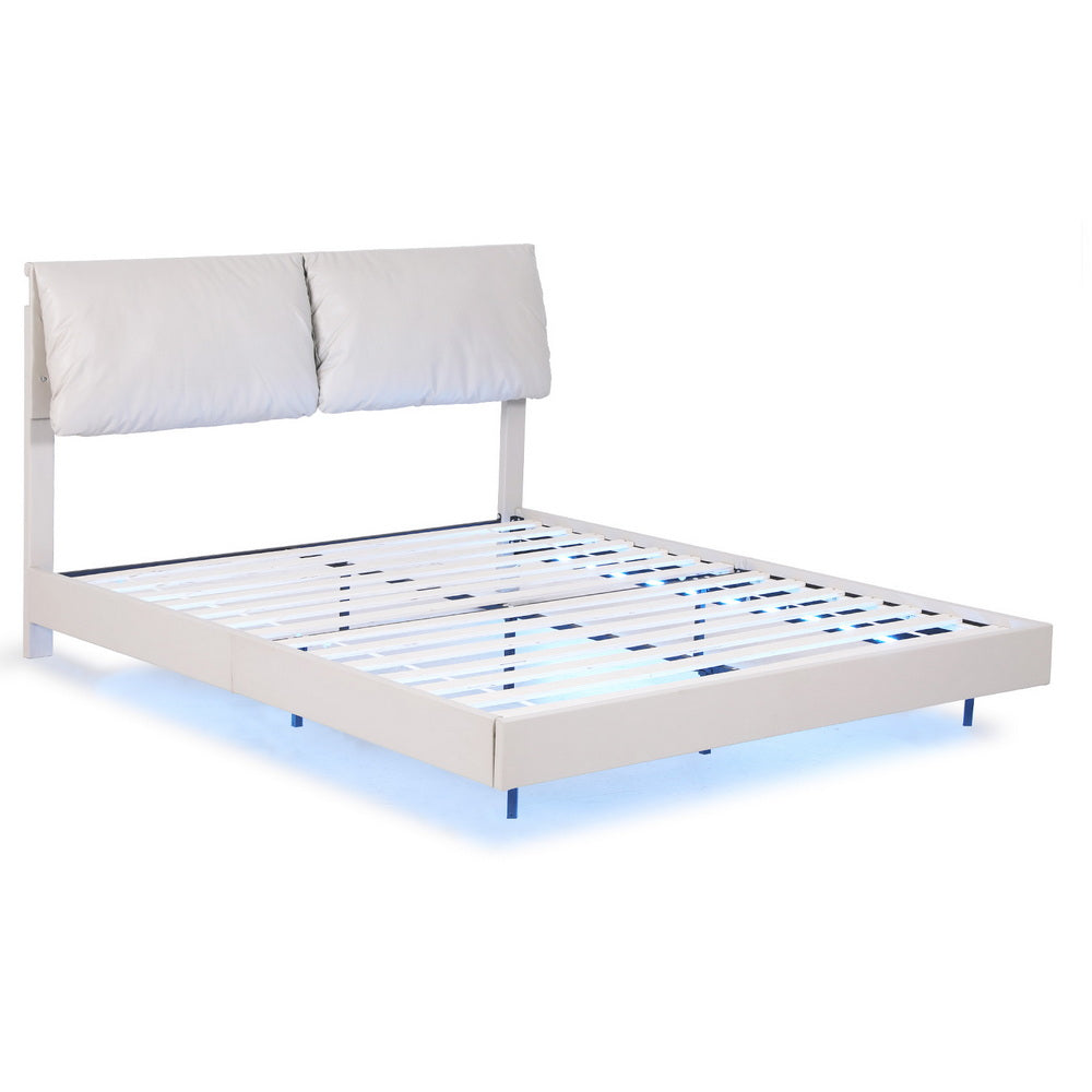 Artiss DAYLIGHT double floating bed frame side profile showing hidden legs — Allure Home Collections