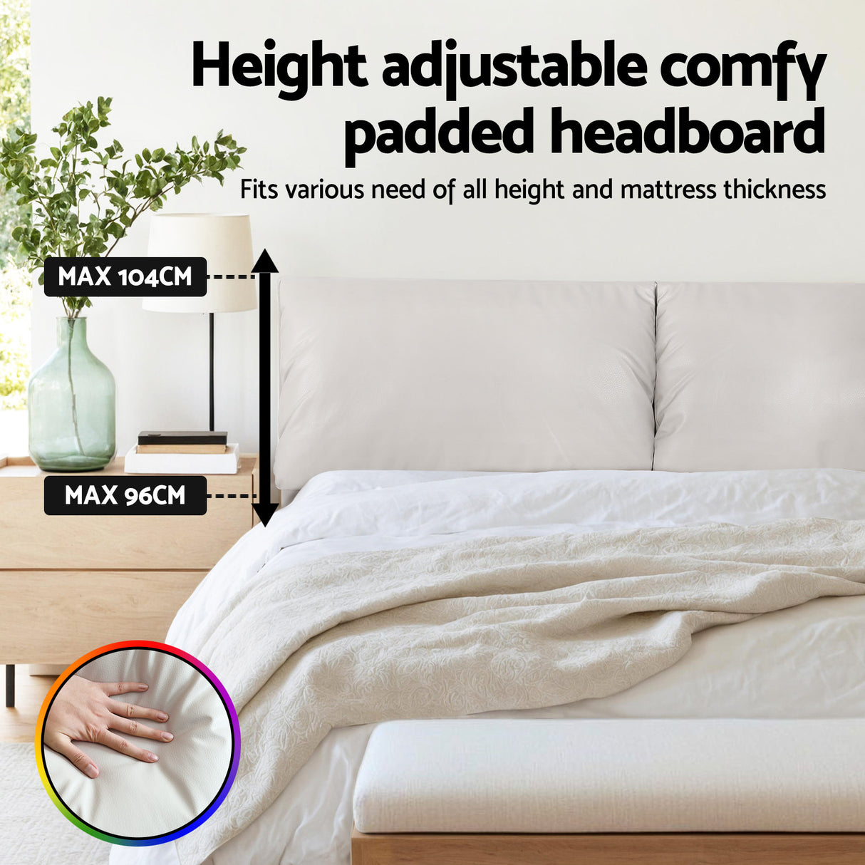 Artiss DAYLIGHT double floating bed frame adjustable headboard close-up — Allure Home Collections