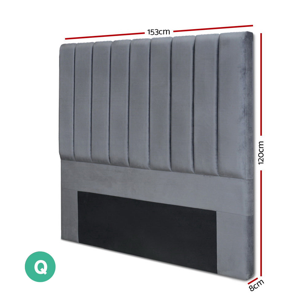 Anembo Velvet Bed Head, Grey Queen
