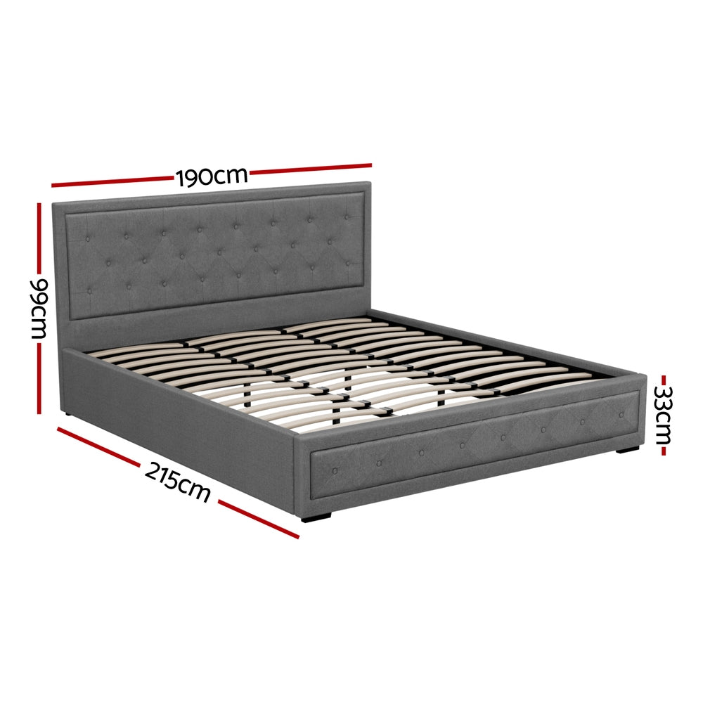 Pavia King Gas Lift Bed Frame, Grey