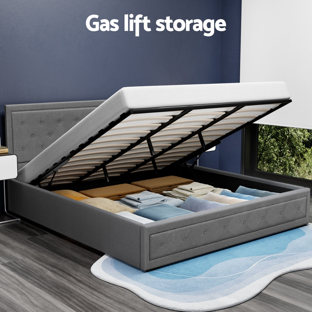 Pavia King Gas Lift Bed Frame, Grey