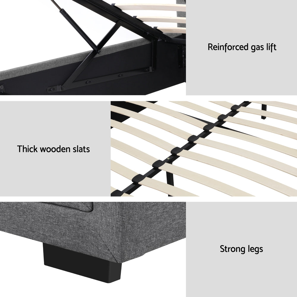 Pavia King Gas Lift Bed Frame, Grey