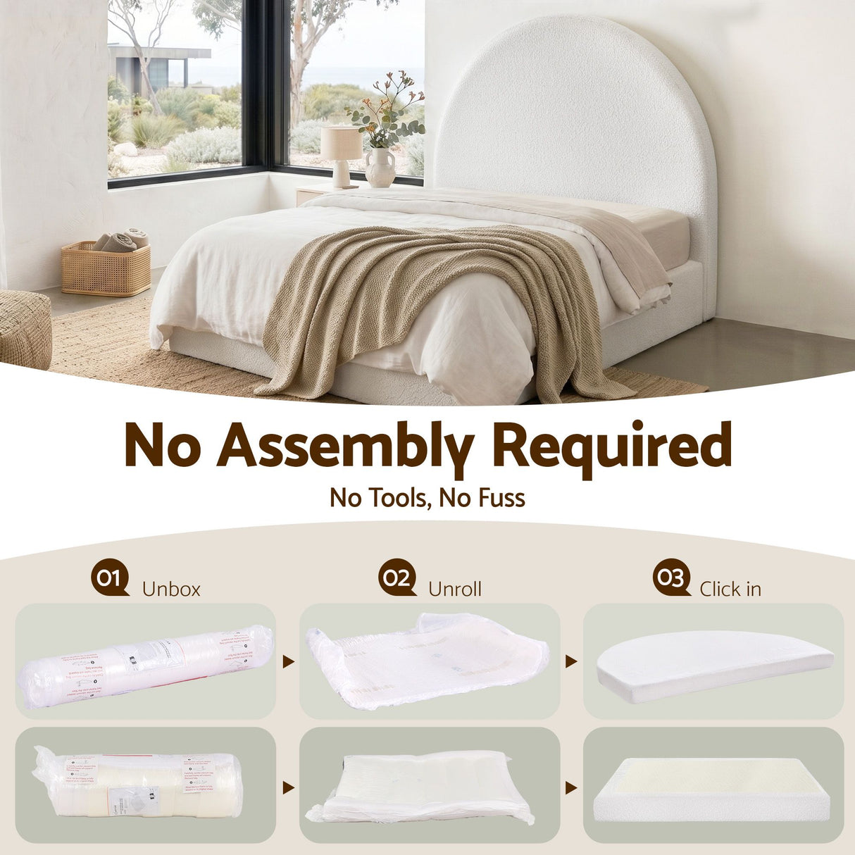 Forte Double Bed Frame, White