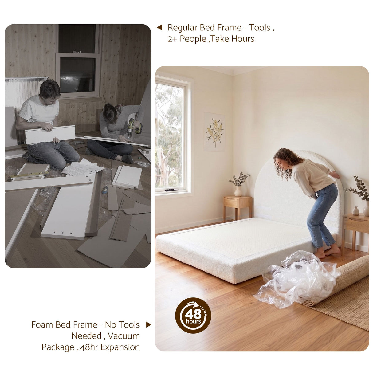 Forte Double Bed Frame, White