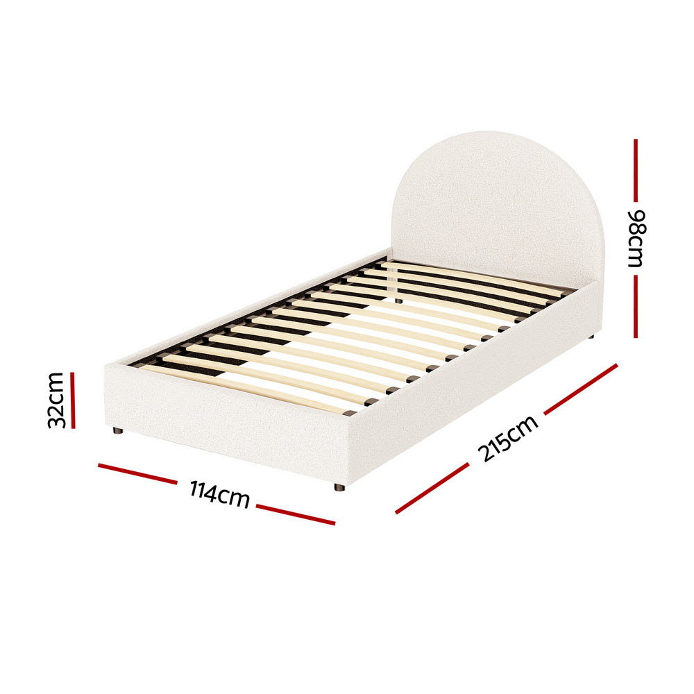 Artiss Bed Frame Gas Lift Strorage Beds Base Platform Boucle Fabric King Single ELLA