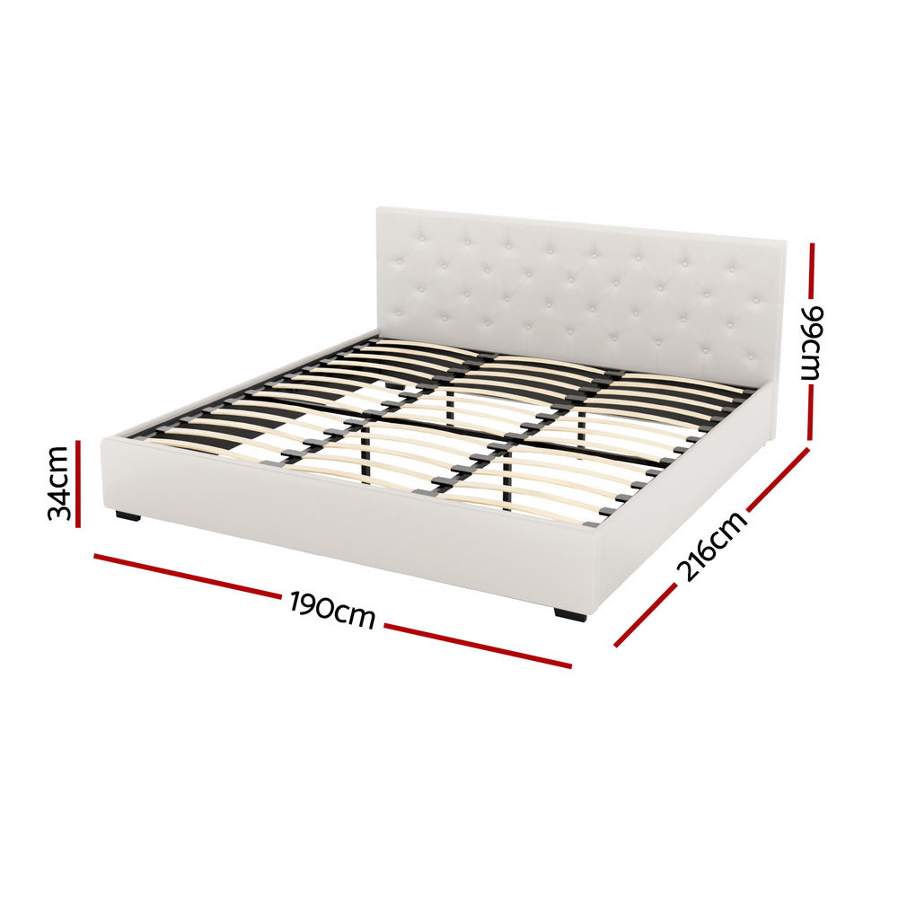Cesena King Gas Lift Bed Frame, Beige