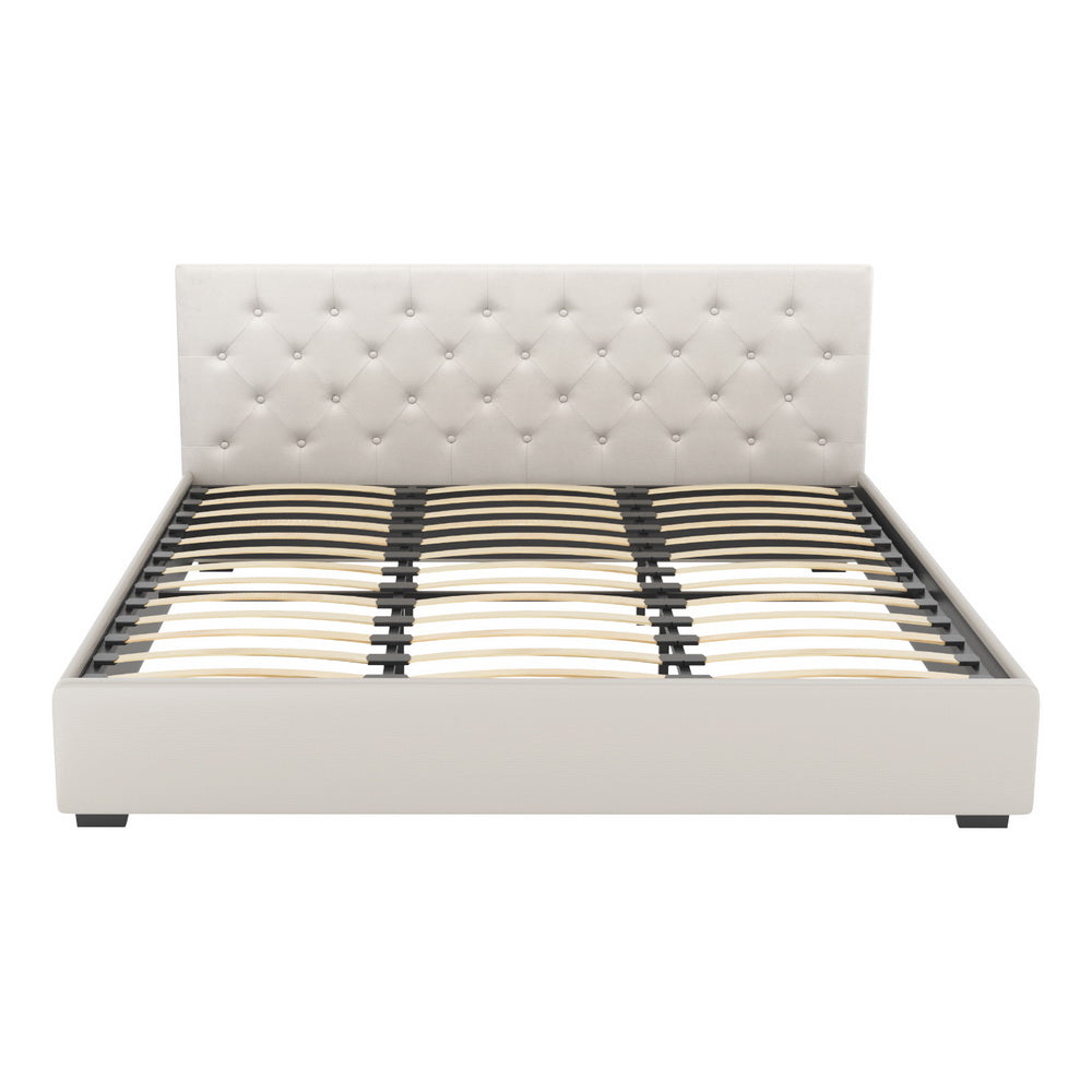 Cesena King Gas Lift Bed Frame, Beige
