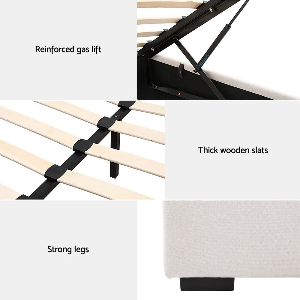 Cesena King Gas Lift Bed Frame, Beige