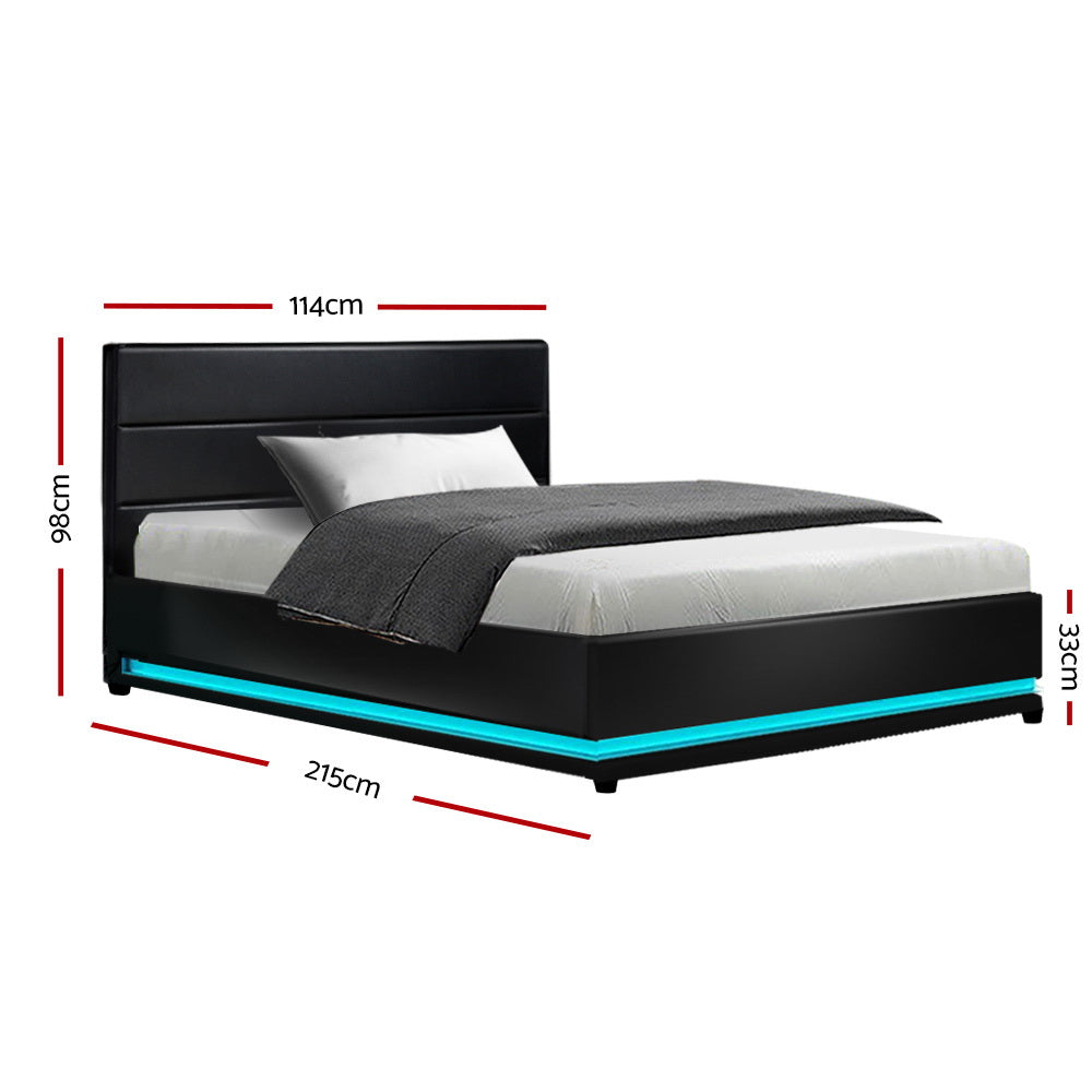 Artiss LUMI king single LED bed frame lighting close-up — Allure Home Collections