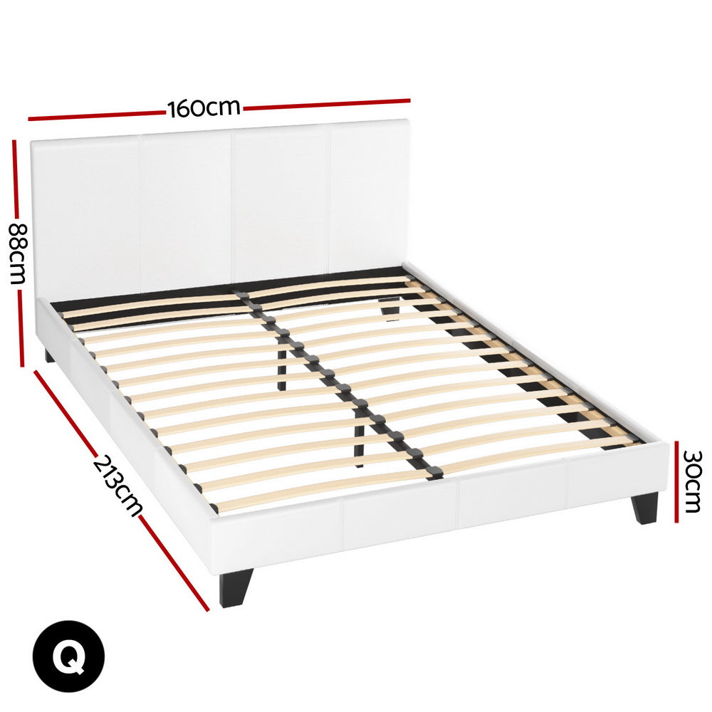 Como Queen Bed Frame, White