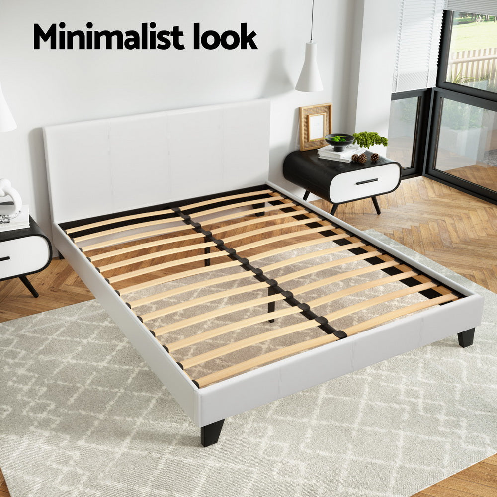 Como Queen Bed Frame, White