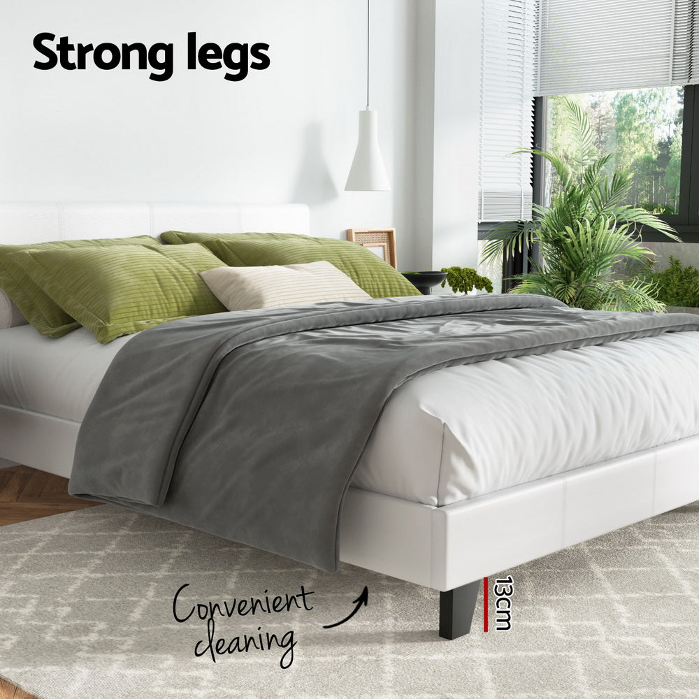 Como Queen Bed Frame, White
