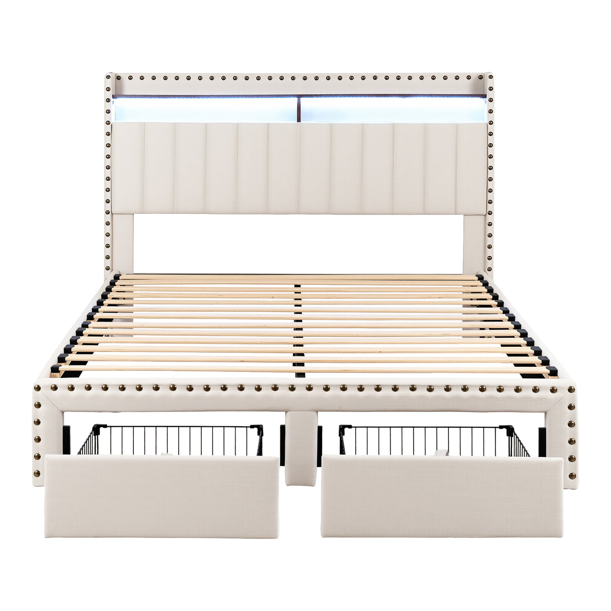 Savoy Queen Upholstered Storage Bed, Linen, view 3
