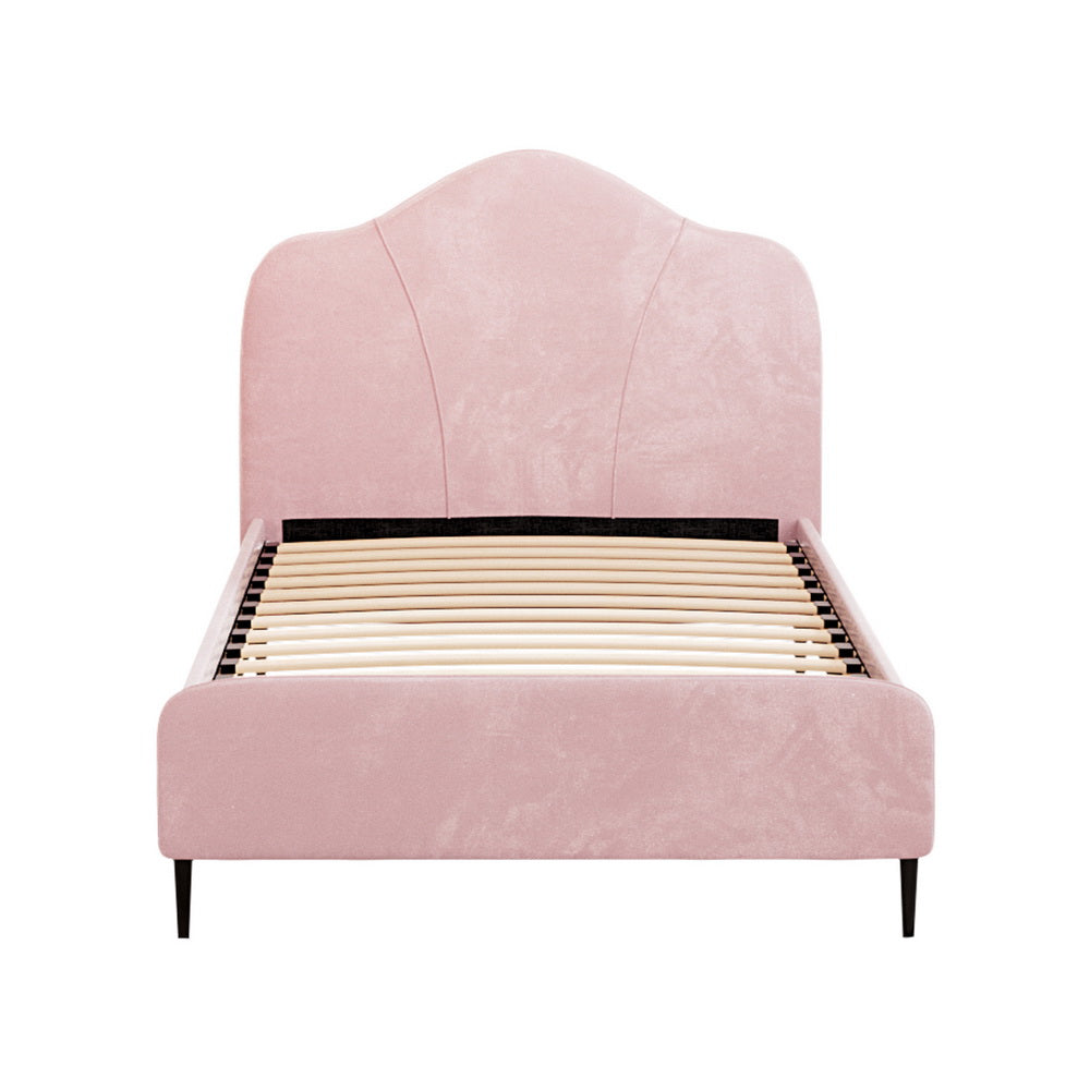 Artiss OLAN pink velvet headboard close-up — Allure Home Collections