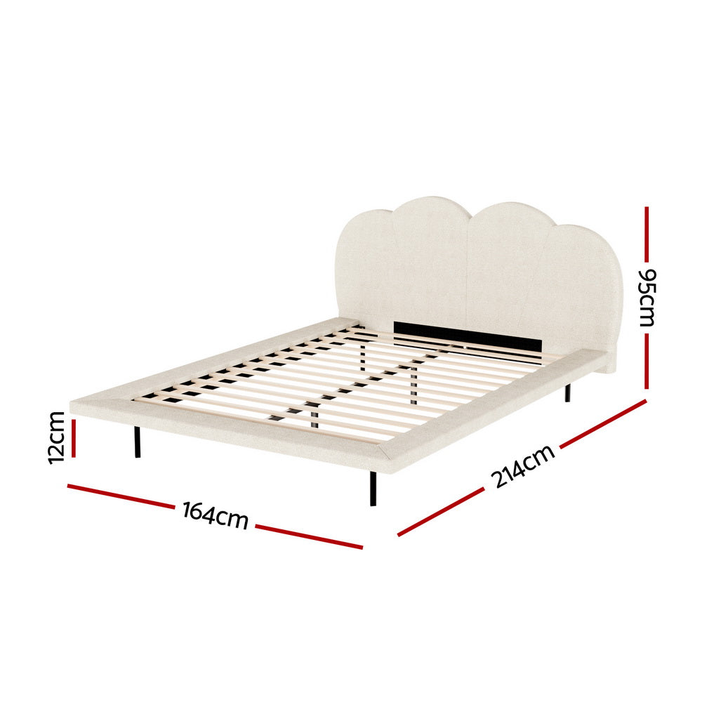 Artiss Queen Size Boucle Beige Bed Frame
