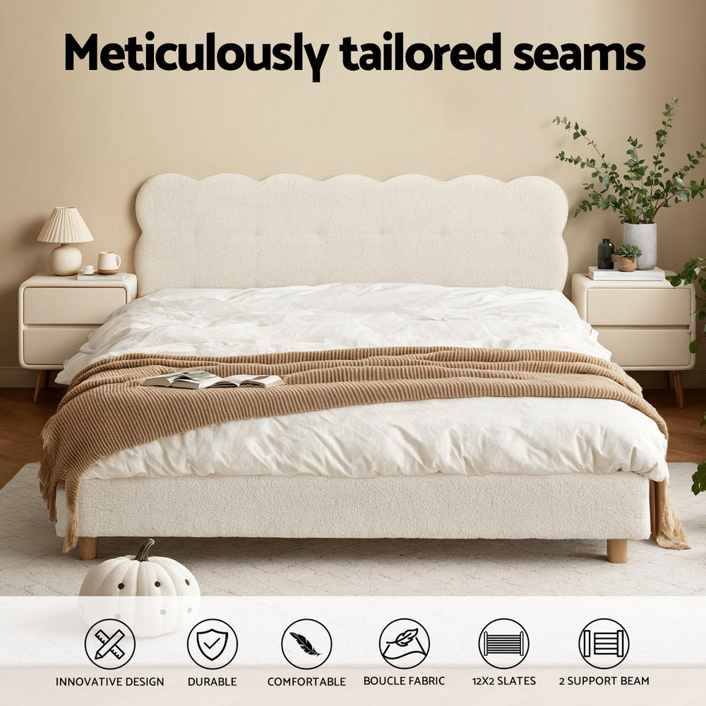 Artiss double cloud headboard bed frame from foot end — Allure Home Collections